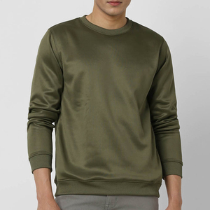Nueva Llegada Sudadera de Invierno para Hombre de Alta Calidad, Básica, Color Oliva Sólido, Cuello Redondo, Oversize, de Felpa, Mezcla de Algodón Transpirable, Personalizable - Product Image 1