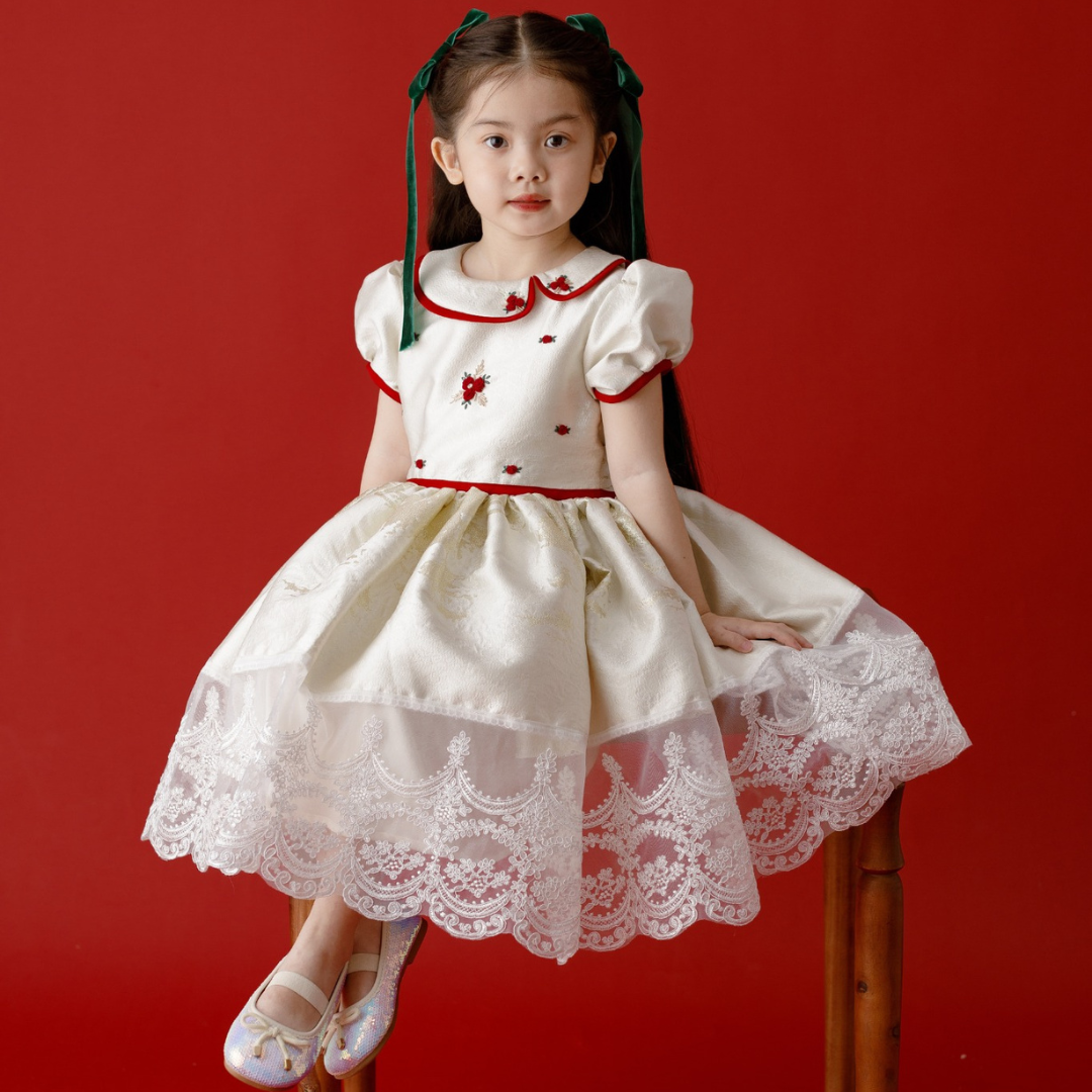 Christina Children's Ball Gown Dress with Hand-Skilled Embroidery