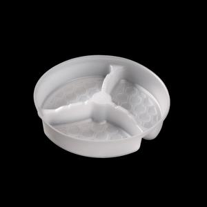 ถาดพลาสติก PP แบบใช้แล้วทิ้ง แบ่ง 3 ช่อง ทรงกลม สำหรับใส่แก้วกระดาษ ชามกระดาษ รับผลิตแบบ OEM/ODM สำหรับผู้ค้าส่ง - Product Image 2