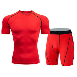 Nouvel arrivage d'usine : Ensemble de vêtements de sport pour hommes, t-shirt et short de sport, tenue de sport ajustée, vêtements de sport à séchage rapide, ensemble de fitness - Product Image 5