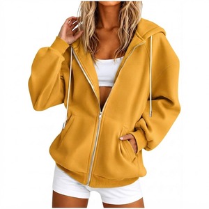 Sweat-shirt à capuche zippé pour femme, coupe décontractée, en polaire oversize, pour le quotidien, style cardigan tendance - Product Image 6