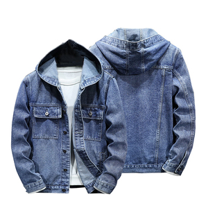 Sweat à capuche unisexe en jean respirant de qualité supérieure, fermeture éclair, manches longues, quatre poches, denim bleu, streetwear - Product Image 3