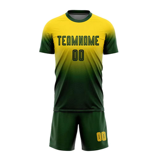 Conjunto de Camiseta de Fútbol JAKTIVE WEAR Sublimada Personalizada 100% Poliéster para Hombre, Amarillo y Verde Degradado, Cuello Redondo, Manga Corta, Absorbente de Humedad - Product Image 1