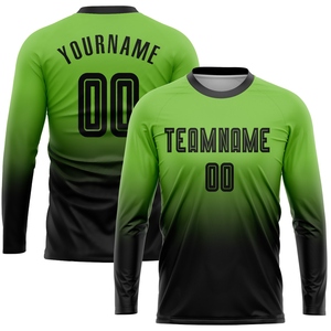 Wholesale Direct Industry <b>Top</b> Quality Custom Neon Green <b>Black</b> Sublimation <b>Long</b> <b>Sleeve</b> Fade Fashion Soccer Uniform Jersey - Product Image 1