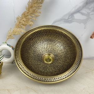 Timeless Brass Wash <b>Basin</b> Handmade <b>Round</b> Bathroom Vanity Sink Premium Decorative Metal Bowl Luxury Interior Design Solution - Product Image 6
