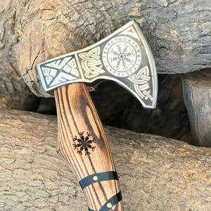 Hacha Tradicional Vikinga Hecha a Mano con Mango de Madera, Herramienta para Acampar al Aire Libre, Decoración Rústica, Regalo - Product Image 2