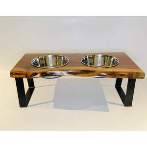 Handmade Solid Wood <b>Dog</b> <b>Bowl</b> Holder with Natural Finish Promotional Pet Product - Product Image 4