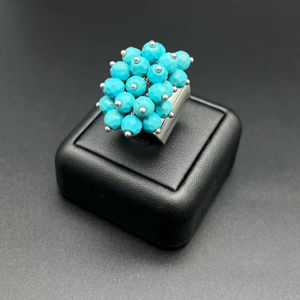 Bague large ajustable en argent sterling turquoise, certifiée IGI, bijou en pierre précieuse naturelle, bague statement pour femme, idéale pour festival et anniversaire - Product Image 1