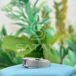 Bague pour homme en argent 925 avec pierre violette taille princesse, bague de fiançailles solitaire en CZ pour homme, bague violette audacieuse, cadeau pour lui - Product Image 3