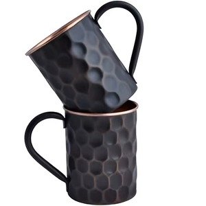 Tasses à mule en cuivre pur martelé les plus vendues avec poignée en cuivre pour bars et hôtels - Product Image 2