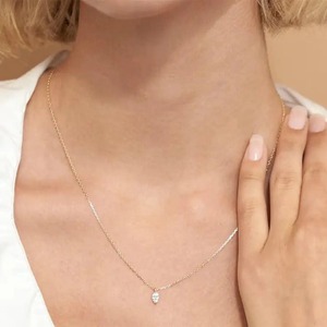 Elegant Design 1ct Marquise Cut Lab Grown Diamond Solitaire <b>Pendant</b> 14K <b>Solid</b> <b>Gold</b> Wedding Anniversary Necklace Prong Setting - Product Image 1