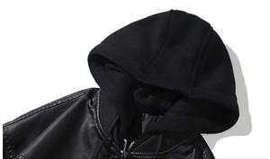 Nueva Chaqueta de Cuero PU con Capucha para Hombre, Chaqueta de Motociclista con Capucha Desmontable, Abrigo Informal, Chaqueta de Motociclista para Hombre, Chaqueta Gruesa de Algodón - Product Image 3