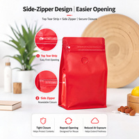 Sacs d'emballage pour café imprimés sur mesure en stock, pour aliments pour bébés et café, pochette à fond plat en papier kraft avec valve à fermeture éclair