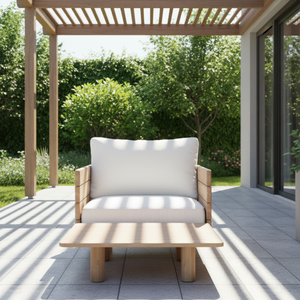 Modern Hotel Outdoor Teak <b>Sofa</b> with Weather Resistant Quick-Dry Cushion for Courtyard & Living Room Use - Product Image 4