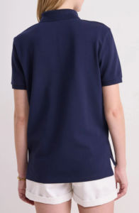 Camiseta polo para mujer de tela piqué con logo impreso en 3D personalizado, color azul marino sólido, transpirable, de manga corta, estilo hip hop. - Product Image 5