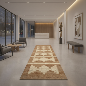 Geometric Jute Stair <b>Runner</b> Rug Rectangle Modern Non Slip Flat Weave Hotel Dining Room Use Jute Backing Thin 100% Organic - Product Image 6