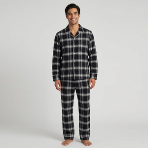 <b>Men's</b> Plaid Long Sleeve <b>Pajama</b> <b>Set</b> 100% Cotton Flannel Sleepwear Shirt Trouser <b>Set</b> <b>Men</b> Nightwear Plaid Suit <b>Mens</b> - Product Image 6