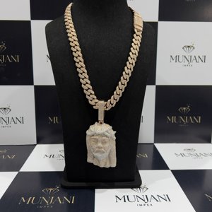 Collar con Colgante Unisex de Moissanita con Corte Brillante Chapado en Oro, Estilo Hip Hop, Cadena Cubana de Primera Calidad con Certificación IGI - Product Image 2