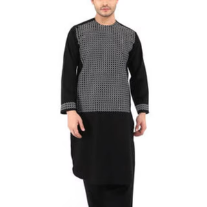 Vestidos afganos blancos impecables para hombre con elegantes diseños tradicionales de bordado blanco sobre blanco en el pecho y el cuello para el verano. - Product Image 1