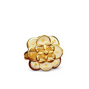 Exquisite 22 K Solid Yellow Gold Classic Floral Filigree Cocktail <b>Ring</b> Women Elegant Handcrafted Mesh Design <b>Statement</b> Jewelry - Product Image 1