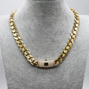 Solid 10K Real Gold Plated Men's Or Women's Hip Hop Chain Necklace With Cubic Zirconia Inlay Link Chain Jewelry - Product Image 3