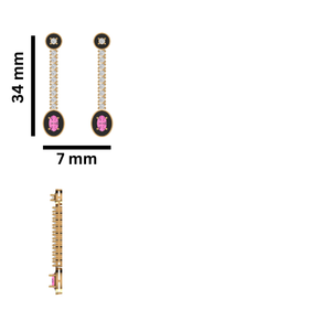 9KT Gold Fine Jewelry Lab Emerald & Diamonds Black Enamel Linear <b>Drop</b> Earrings - Product Image 5
