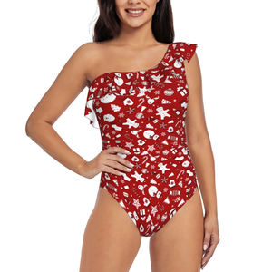Women's Floral Pattern Athletic One Piece Swimsuit with Long Sleeves Fashion Swimwear Wholesale for Sports Surfing and <b>Bathing</b> - Product Image 1