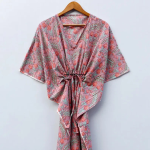 Kaftán de algodón estampado a mano al por mayor, kaftán de playa de algodón estampado, vestido de fiesta para mujer, vestido maxi de noche - Product Image 2