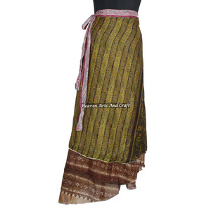 New 2 Layer Magic Classy Vintage Sari Silk <b>Wrap</b> <b>Skirts</b> Reversible Vintage Silk Magic 38inch Length <b>Wrap</b> <b>Skirt</b> Halter Tube Dress - Product Image 3