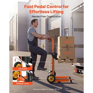 Transpallet Idraulico con Capacità di Carico di 450 Libbre, Sollevatore a Verricello, Stacker con Altezza Massima di Sollevamento di 39,4 Pollici, Carrello Elevatore con Tavolo da 39,4 Pollici - Product Image 4
