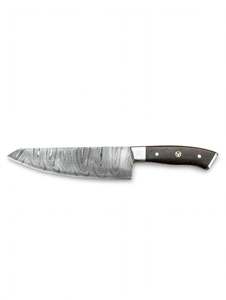 Cuchillo de Chef Artesanal de Acero de Damasco con Mango de Madera de Ébano Oscuro, Herramienta de Preparación - Product Image 1