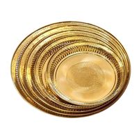 Plateau en laiton de style thaïlandais élégant de 20 pouces, bords découpés complexes, motifs classiques pour hôtel de luxe, cadeau souvenir de cérémonie.