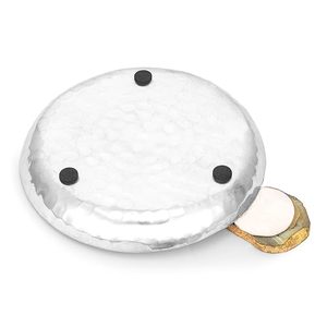Bandeja Redonda Martillada Pequeña de Aluminio con Ágata, Color Plateado, Centro de Mesa Decorativo - Product Image 2