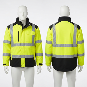 Veste en cuir à capuche imperméable et respirante en polyester Oxford premium 300 GSM avec panneau réfléchissant orange haute visibilité et broderie personnalisée - Product Image 3