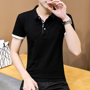 เสื้อโปโลแขนสั้นสีเขียวเข้มสำหรับผู้ชาย ทรงปกติ แต่งขอบตัดกัน ลำลอง ผ้าถัก สีพื้น - Product Image 6