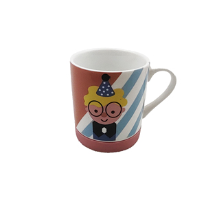 Factory Direct Cute Party <b>Hat</b> Boy Decal Porcelain Water Cup with Silicone/Rubber Bottom - Product Image 1