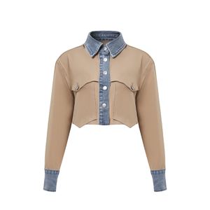 Chemise en jean décontractée chic pour femme, coupe ample, manches longues, boutonnée, style western, bleu denim - Product Image 4