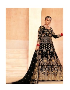 Présentation de robes de mariée Anarkali en pure tulle papillon avec broderies et pierres lourdes - Product Image 1