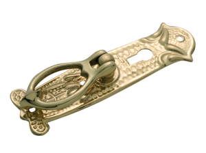 Poignée de meuble en laiton H100 x L30mm avec trou pour clé, finition laiton antique pour armoire de cuisine - Product Image 3