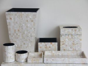 Natural Mother of Pearl Inlay Bathroom <b>Set</b> Glossy MOP <b>Soap</b> Dispenser Toothbrush Holder For Homes Hotel Bathroom Collection - Product Image 4