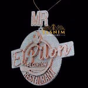 TASMIN JEWELRY Pendentif Lettre MR en Moissanite VVS style diamant, Breloque micro-incrustée Hip Hop - Product Image 3
