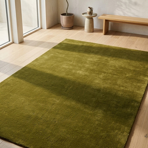 Tapis moderne en laine verte tufté à la main, antidérapant, texturé, pour salon, chambre, décoration intérieure, doux et contemporain - Product Image 1