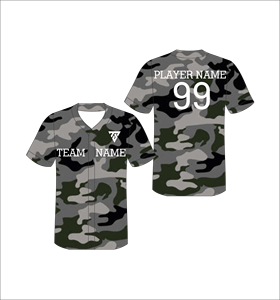 เสื้อเบสบอลลายพรางแบบกำหนดเอง คอวี แขนสั้น พิมพ์ลายแบบซับลิเมชั่น ผ้าโพลีเอสเตอร์ดูดซับความชื้น สำหรับผู้ใหญ่ทั้งชายและหญิง พร้อมชื่อทีมและหมายเลข - Product Image 1