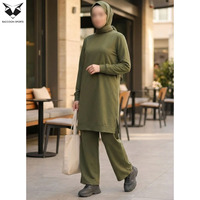 Ropa Minimalista de Color Verde Oliva Sólido, Informal, Modesta, de Forro Polar Transpirable, Mezcla de Poliéster/Algodón, Antiarrugas, de Secado Rápido, para Todas las Temporadas, para Mujer