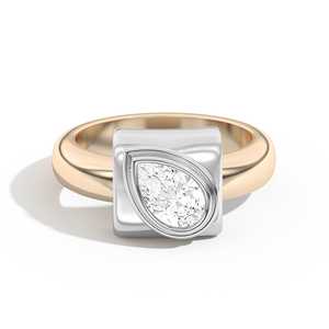 Anillos de boda de oro macizo de 10k, 14k, 18k con diamante de laboratorio en forma de pera, engaste de doble bisel, diseño envolvente y vástago abovedado, venta al por mayor del fabricante - Product Image 5