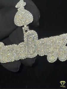 Personalized <b>Name</b> Charm Pendant Full Lab Grown Diamond Luxury Hip Hop Jewelry - Product Image 3