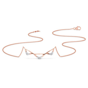 Collar de diamantes con diseño de arco triple y marcos abiertos esculpidos en oro rosa con detalles de brillo simétricos - Product Image 3
