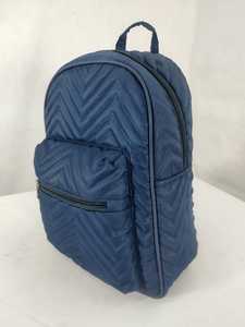 Mochila Grande Cuadrada Azul de Poliéster Acolchado con Costuras Chevron, Bolsillo con Cremallera, Ligera, Informal, para la Escuela, Viajes, para Mujer - Product Image 4