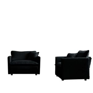 Set di 2 Poltrone di Lusso in Ciniglia Nera con Cuscini Decorativi per Soggiorno - Product Image 4