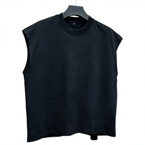T-shirt sans manches ample en coton tissé 100 % à séchage rapide pour hommes, idéal pour le sport et le streetwear, personnalisable rapidement - Product Image 1